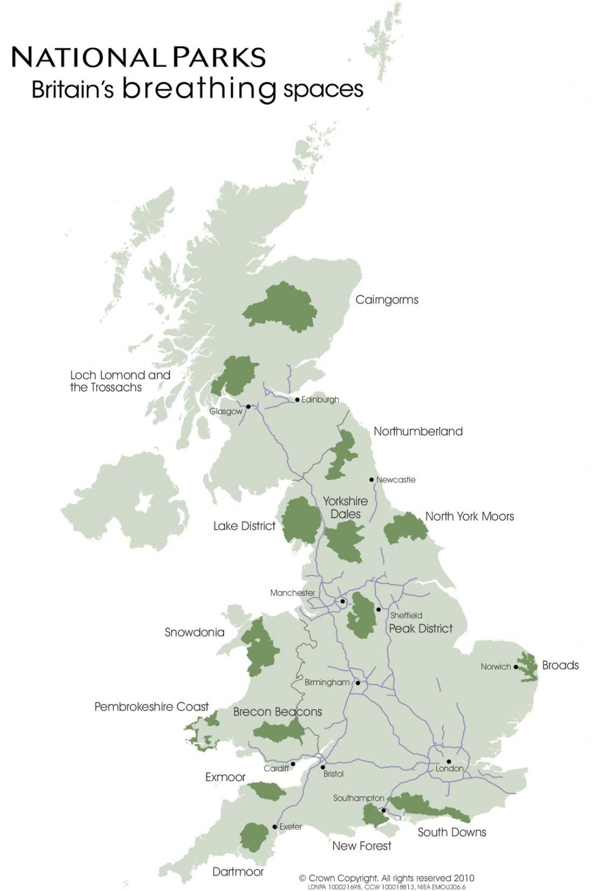 خريطة المملكة المتحدة المتنزهات الوطنية
