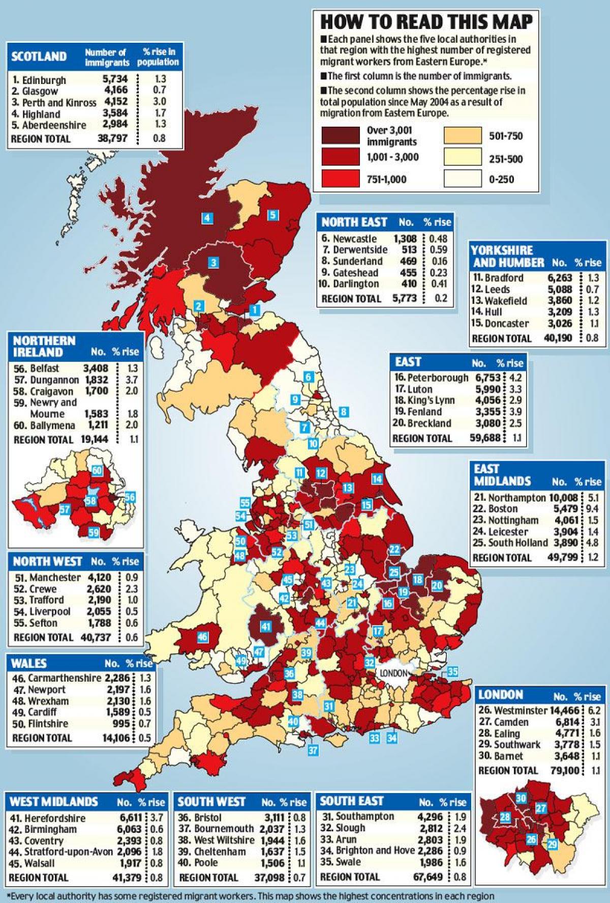 خريطة الهجرة في المملكة المتحدة