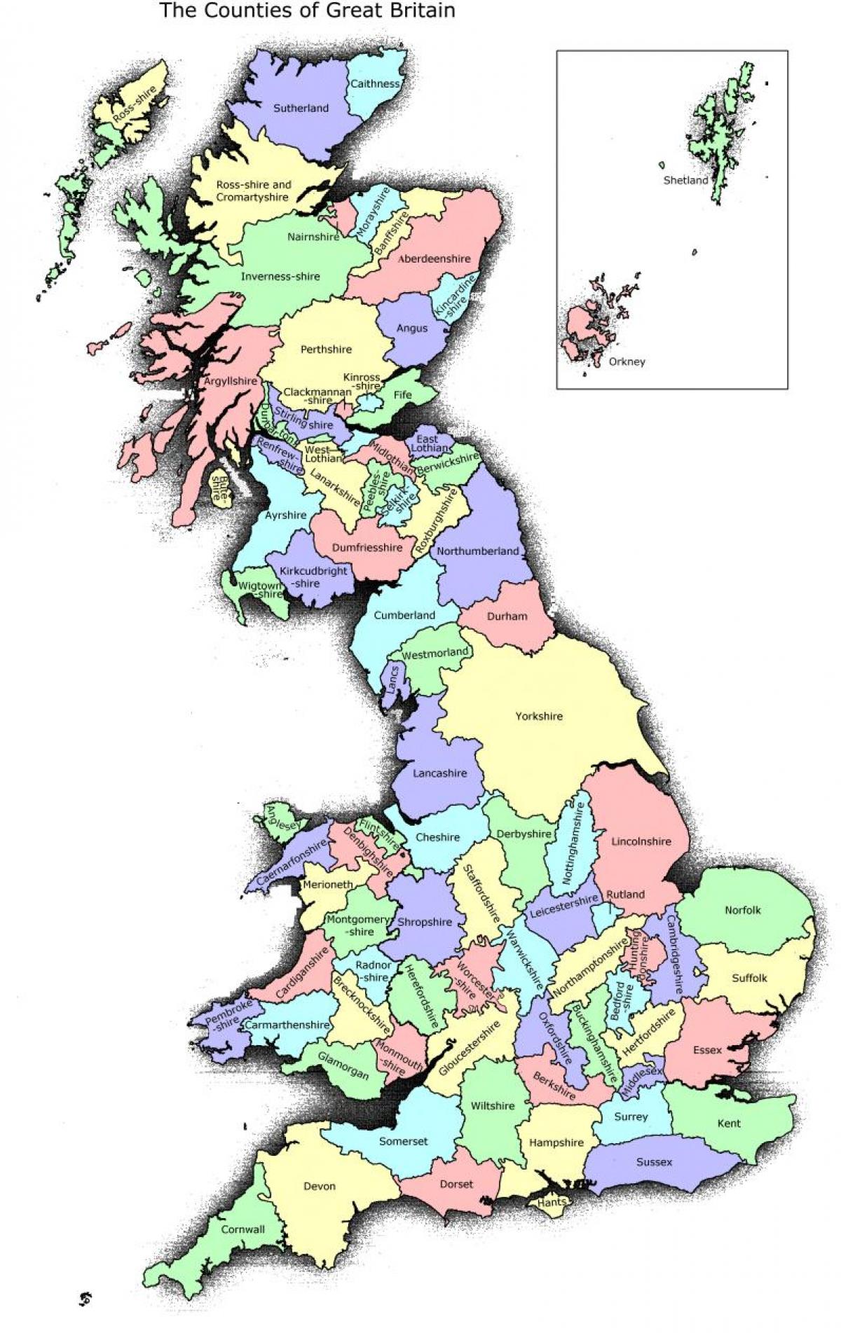 بريطانيا العظمى خريطة المقاطعات 